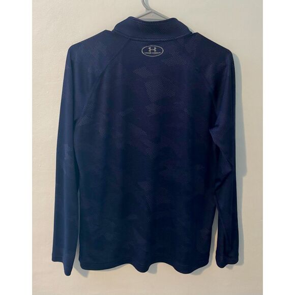 Under Armour HeatGear Navy ½‑Zip Pullover Men’s Small Loose Fit Long Sleeve - Picture 4 of 4